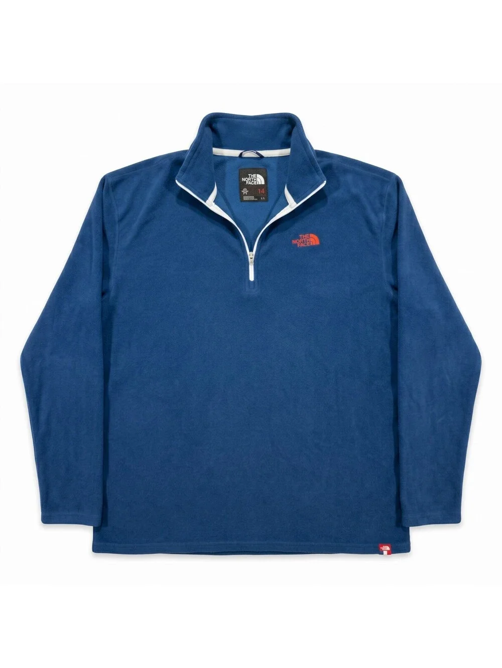 The North Face Fleece Pullover Mens L Blue Quarter Zip Logo Outdoor Hiking